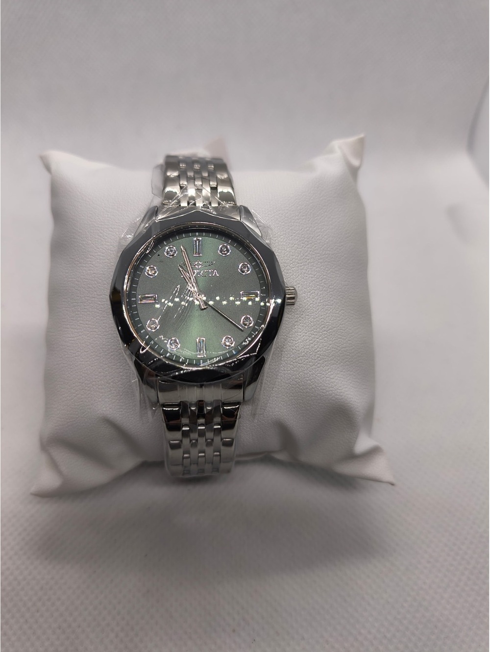 Invicta Women's Stainless Steel Watch with Green Dial and Crystal Accents70452